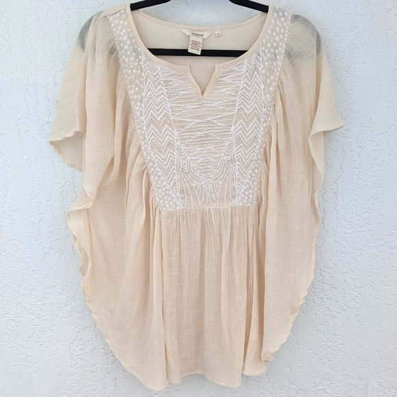 Sundance Tops - Sundance Ivory Beaded and Embroidered Flowy Blouse